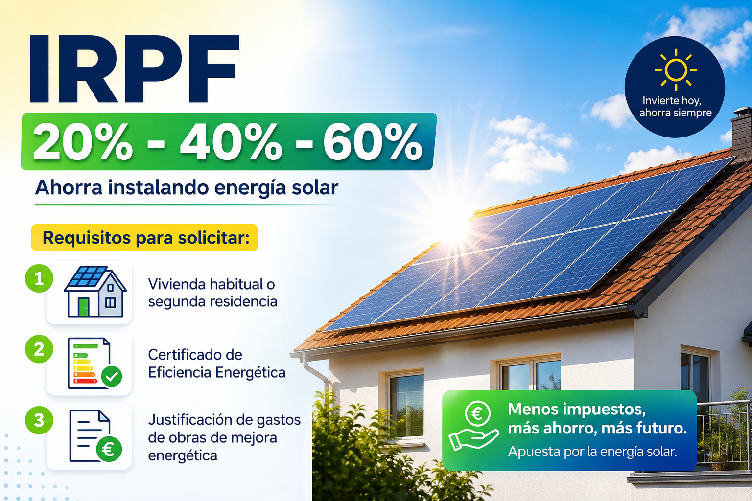 Deducción fiscal del IRPF por instalar placas solares
